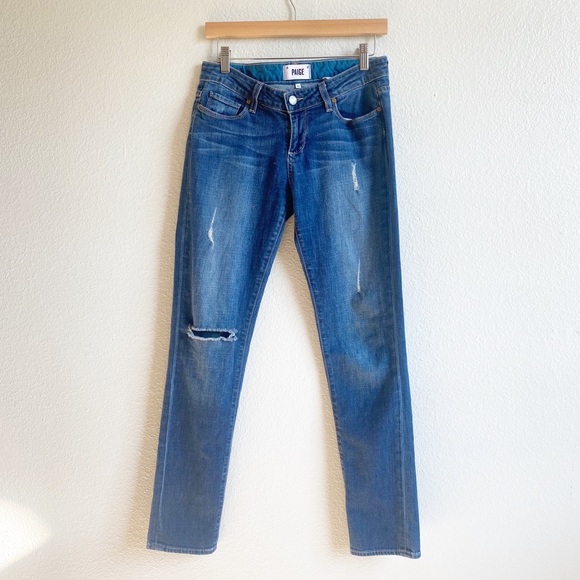 PAIGE Denim - Paige Distressed Jimmy Jimmy Skinny Straight Leg Blue Jeans Size 26